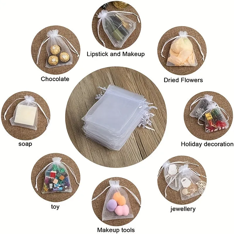 20 Premium Transparent Organza Bags  Perfect for Gifts and Parties