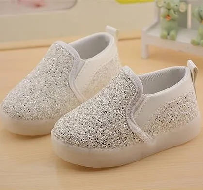 Baby Girls boy LED Light Shoes Toddler Anti-Slip Sports Boots Kids Sneakers Children Cartoon Sequins PU Flats size 21-30 New 183