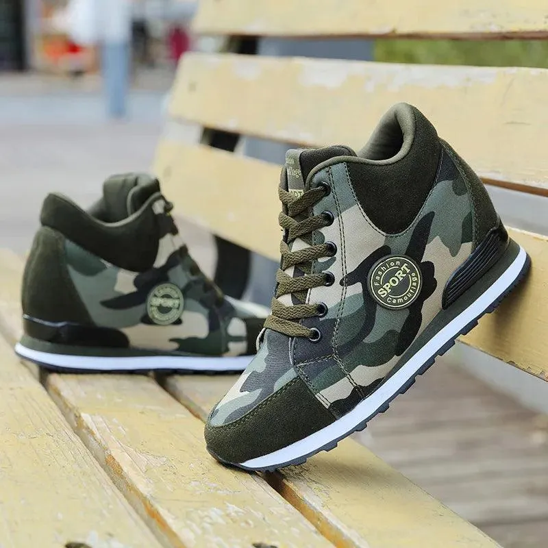 Carauana Women Camouflage 6.5cm Heel Height Increase Casual Shoes