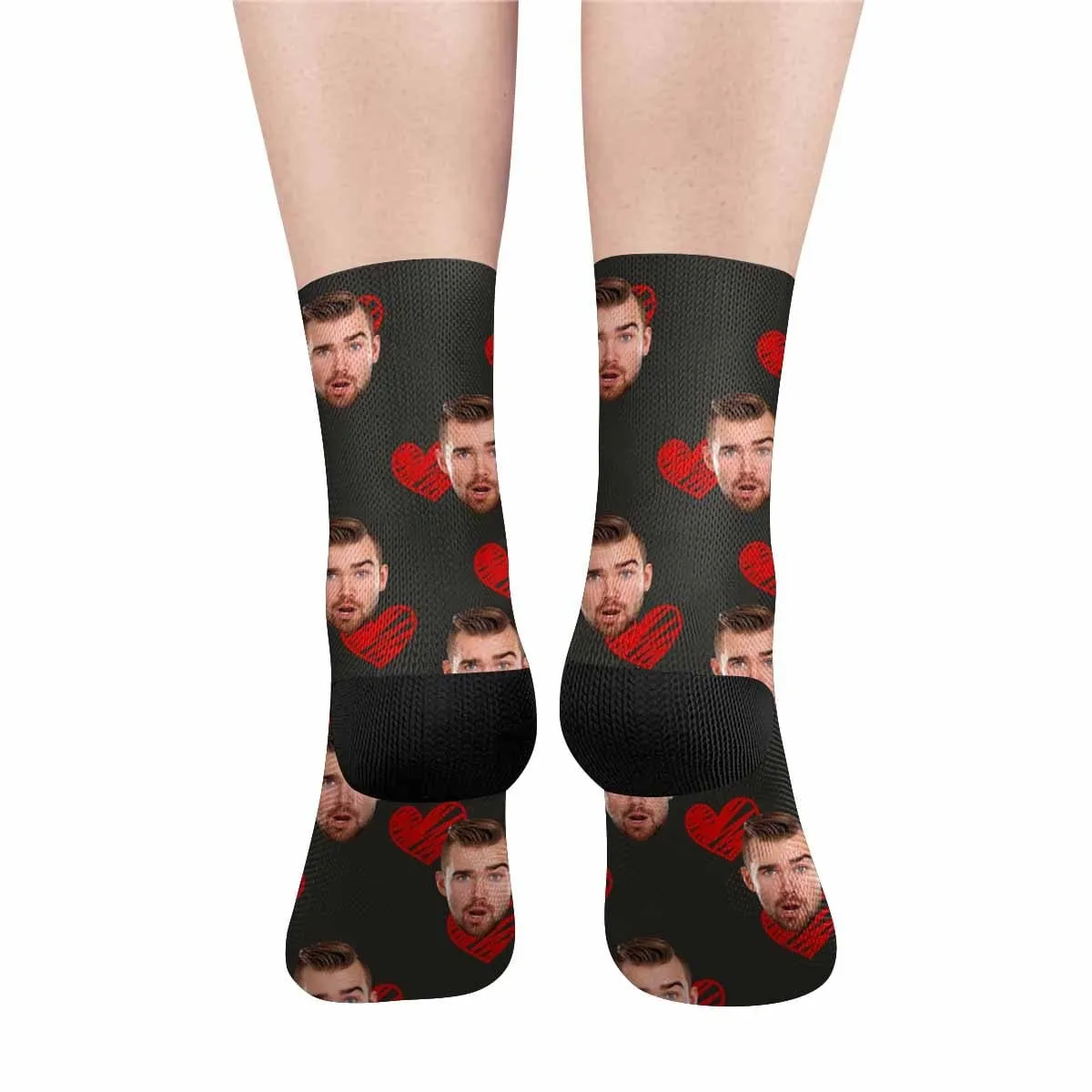 Custom Face Red Heart Socks