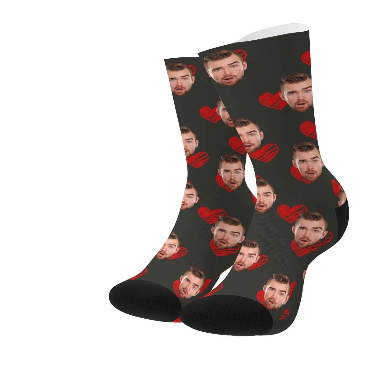 Custom Face Red Heart Socks