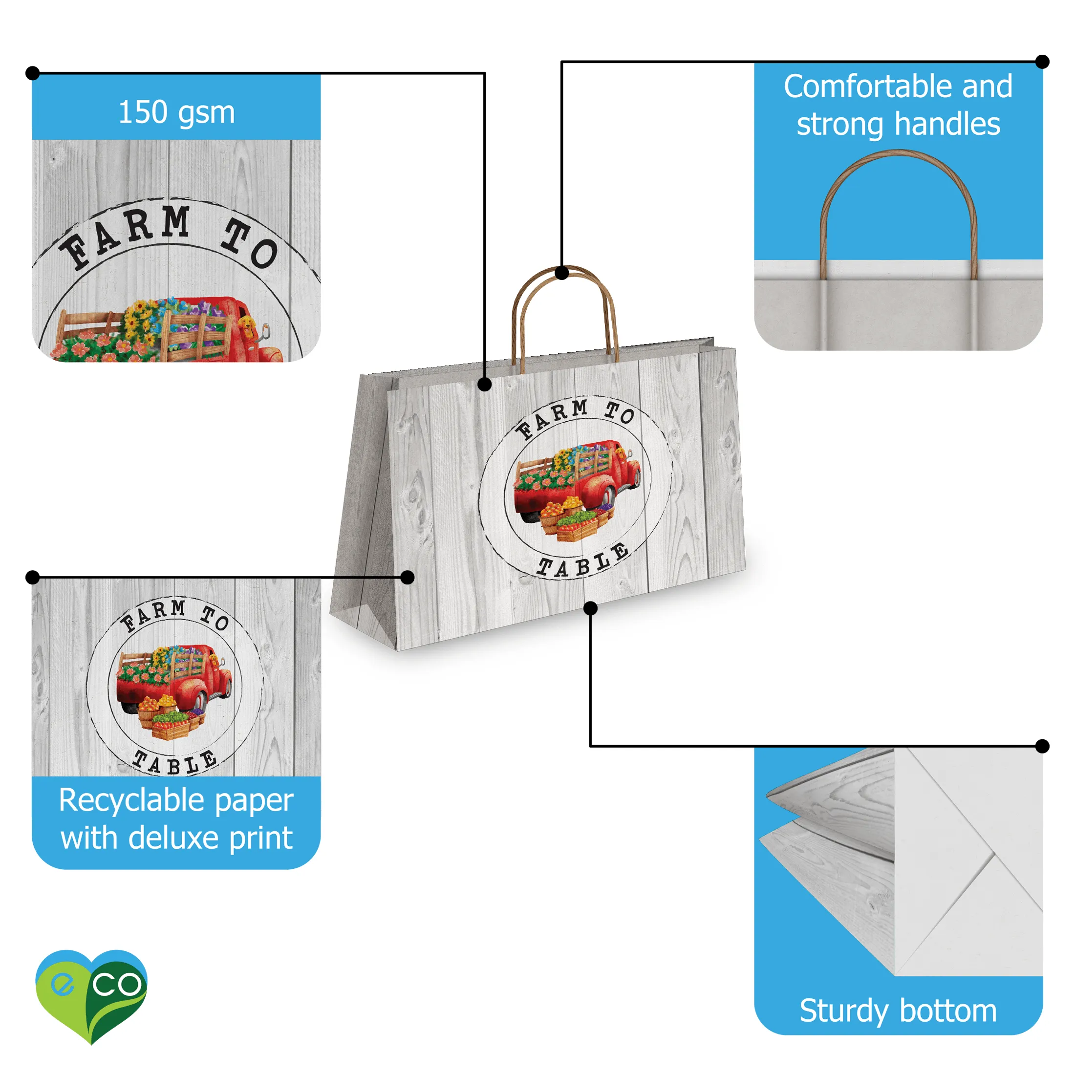 Farmer's Market Kraft Gift Bags Mixed Size Set