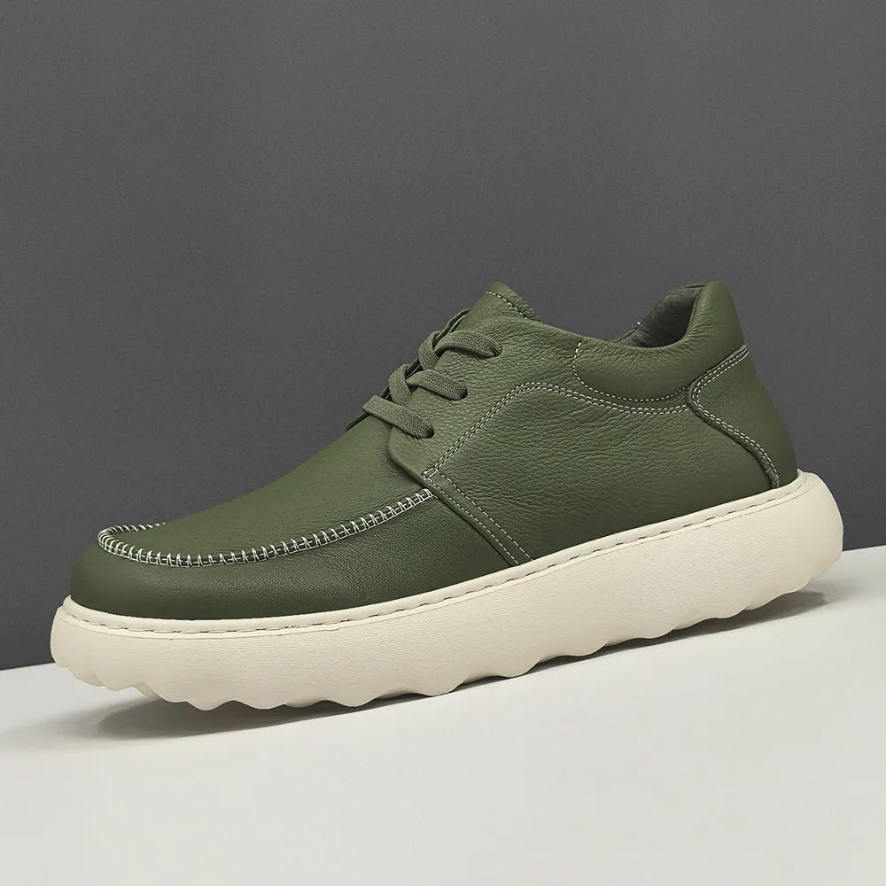 Men Minimalism Solid Leather Casual Shoes
