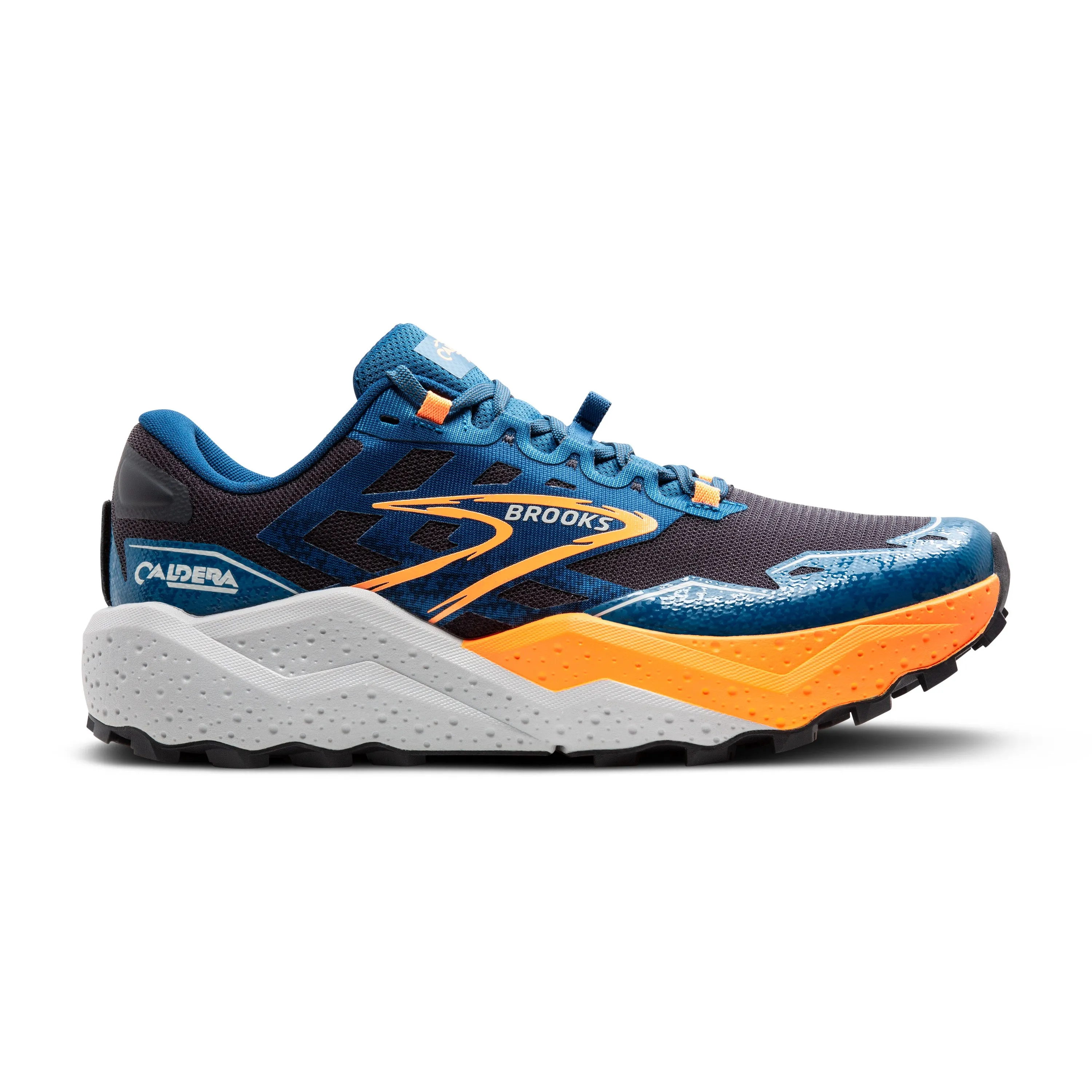 Men's Brooks Caldera 7 Color: Ebony/ Blue Sapphire / Orange