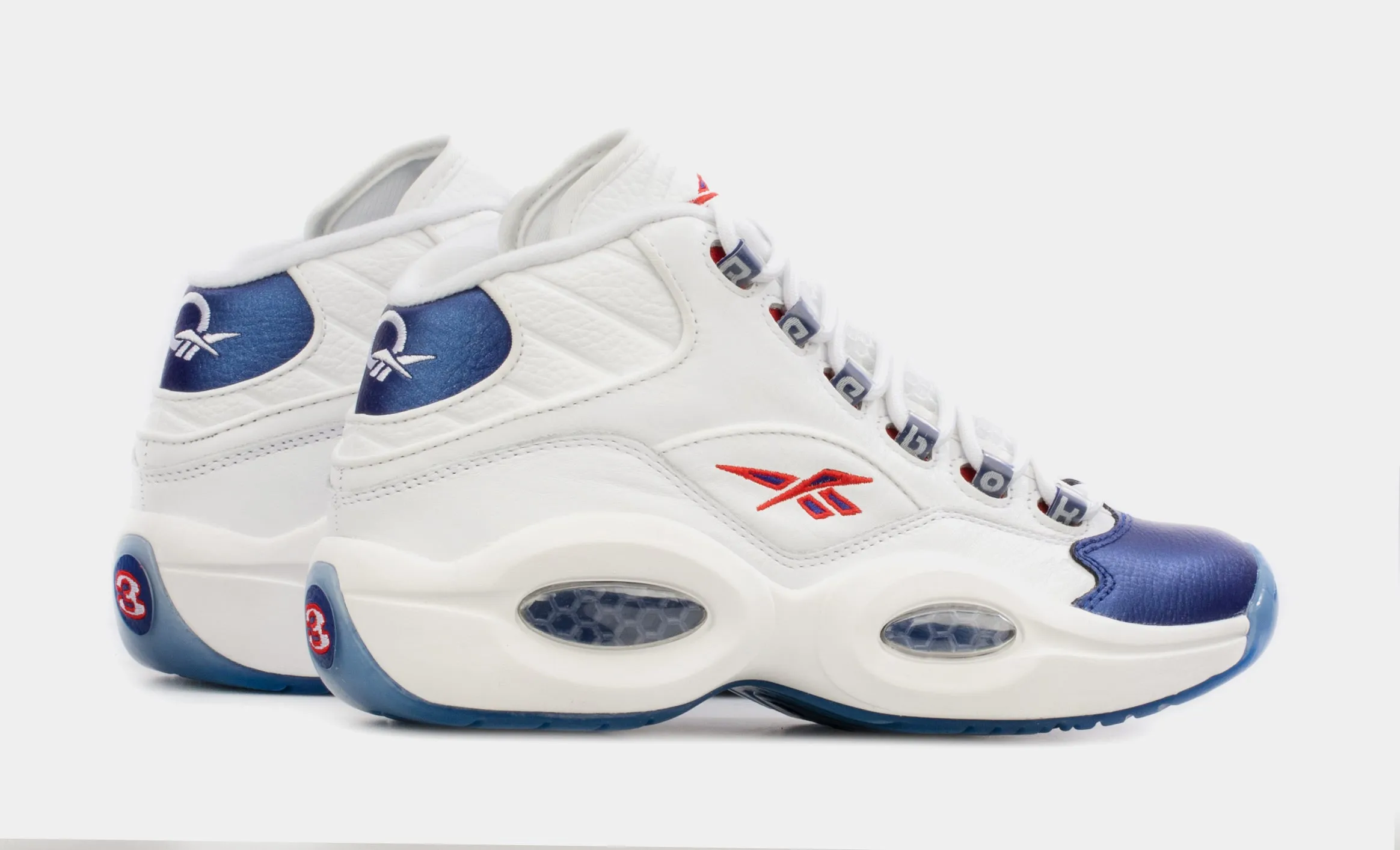 Question Mid Mens Basketball Shoes (White/Blue)