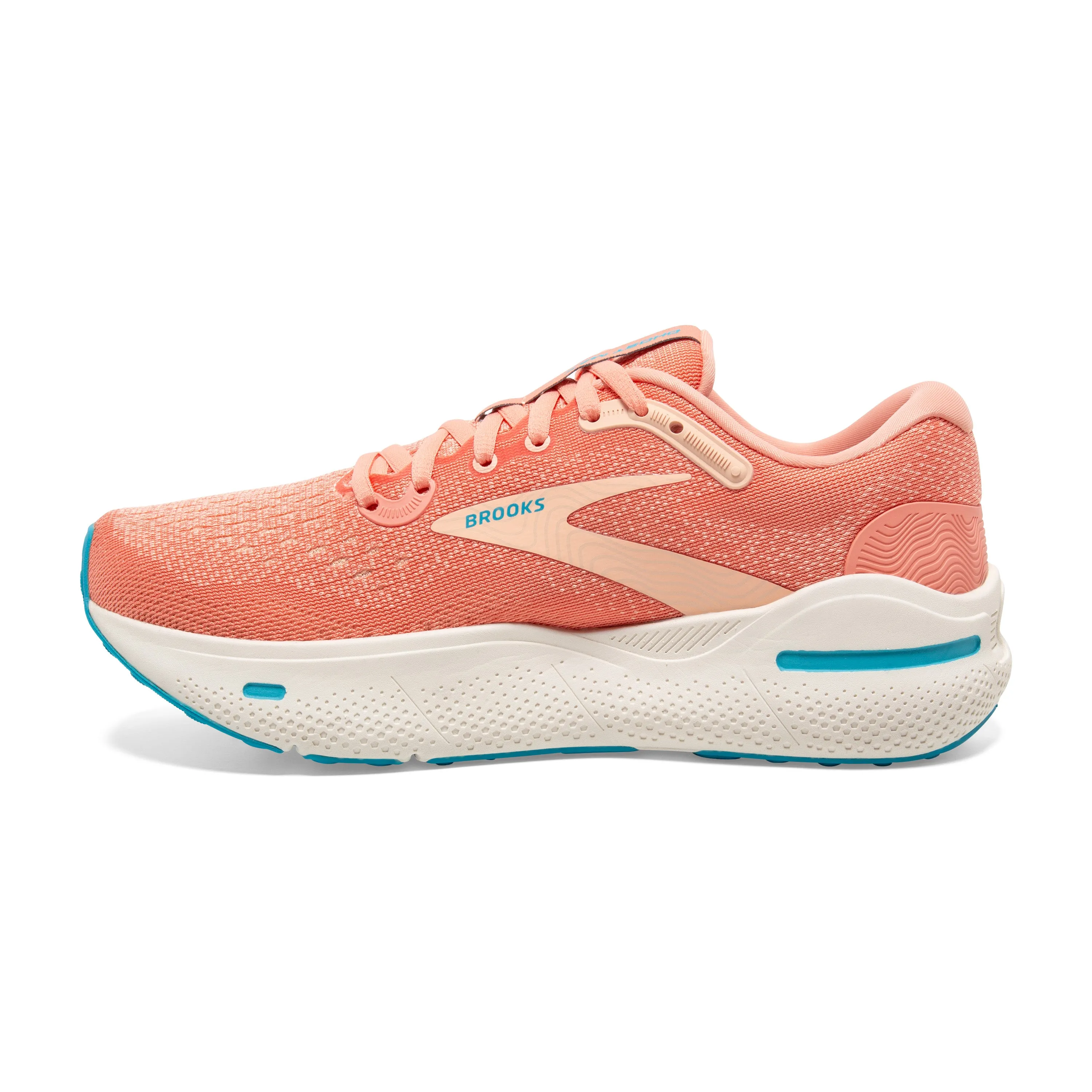 Women's Brooks Ghost Max Color: Papaya/Apricot/Blue