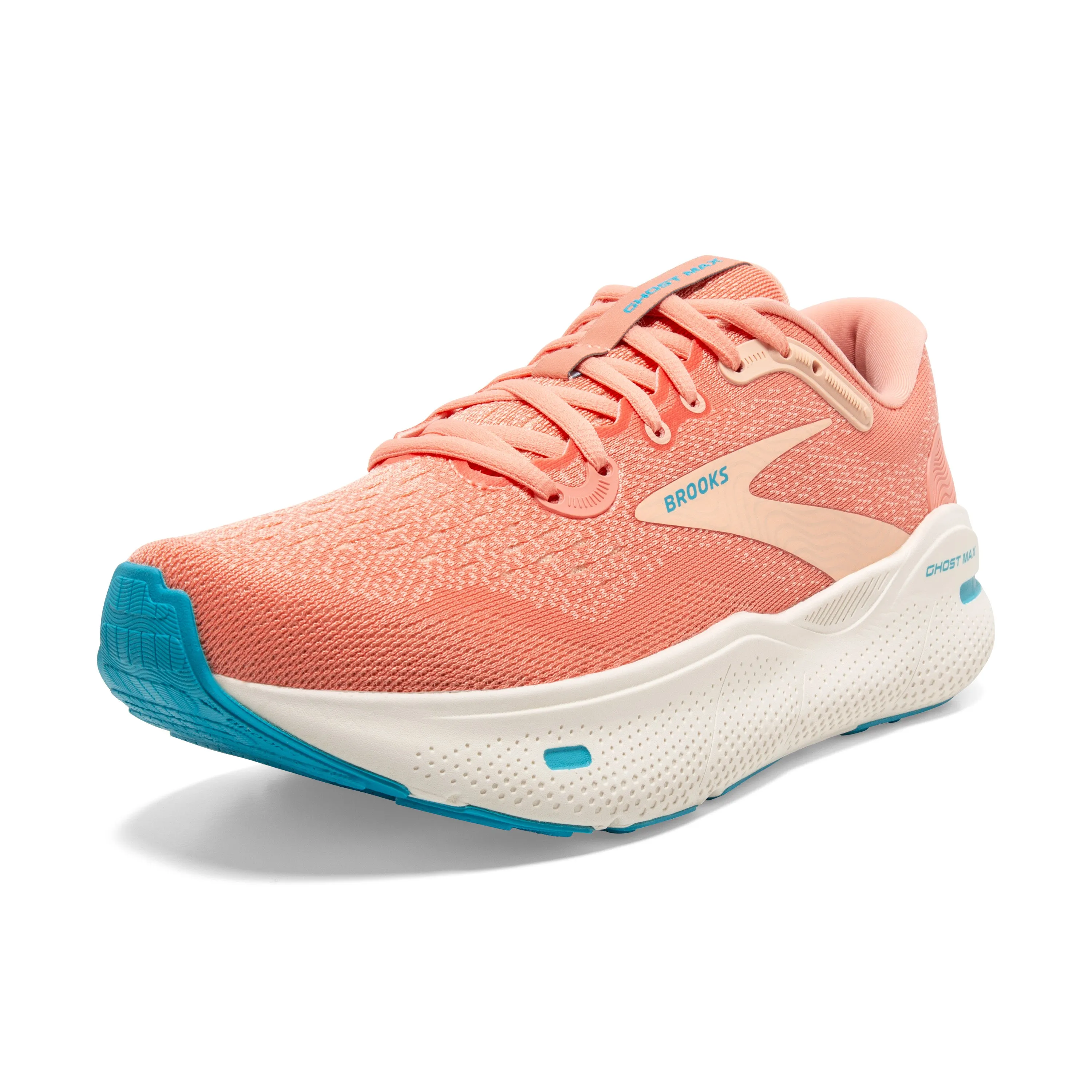 Women's Brooks Ghost Max Color: Papaya/Apricot/Blue