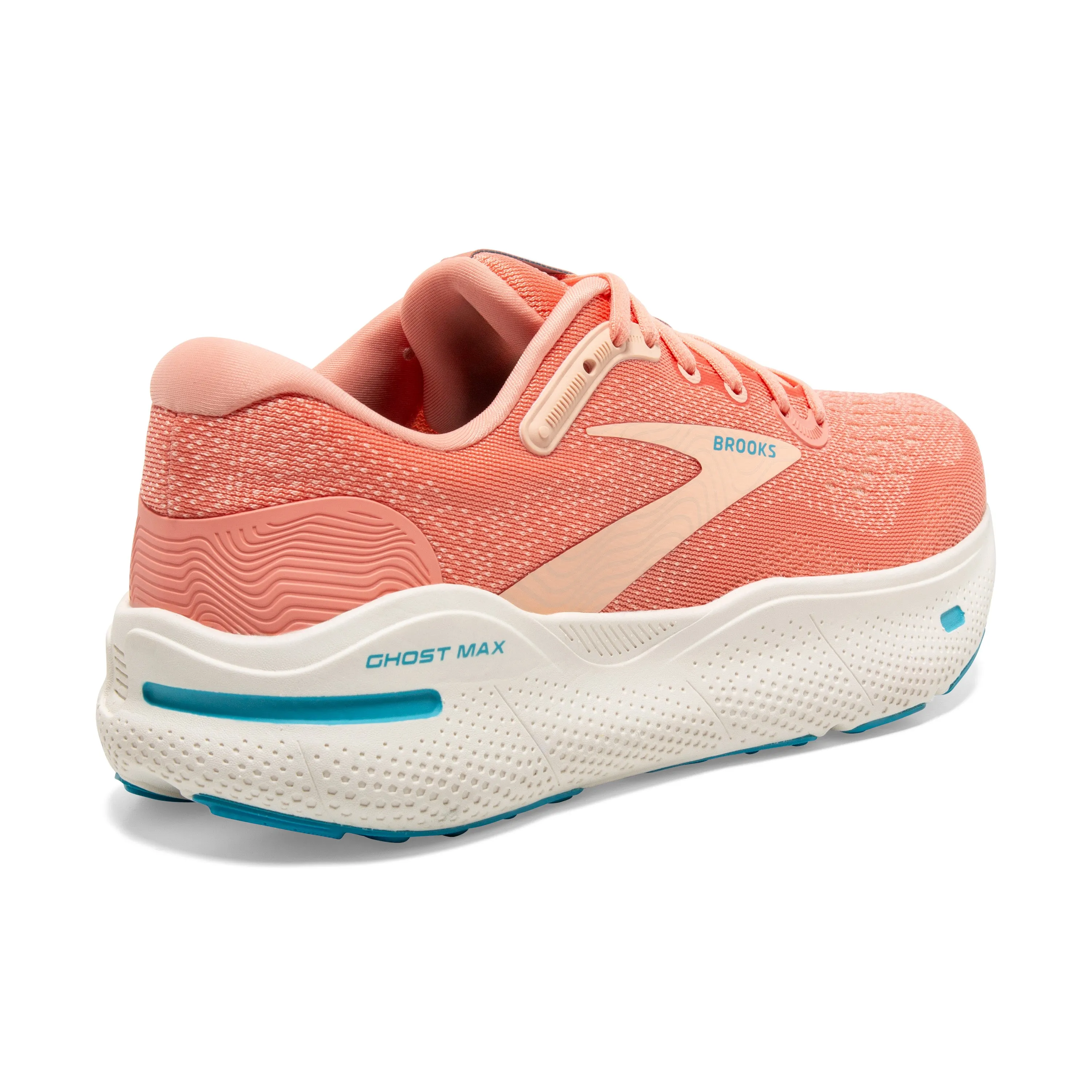 Women's Brooks Ghost Max Color: Papaya/Apricot/Blue