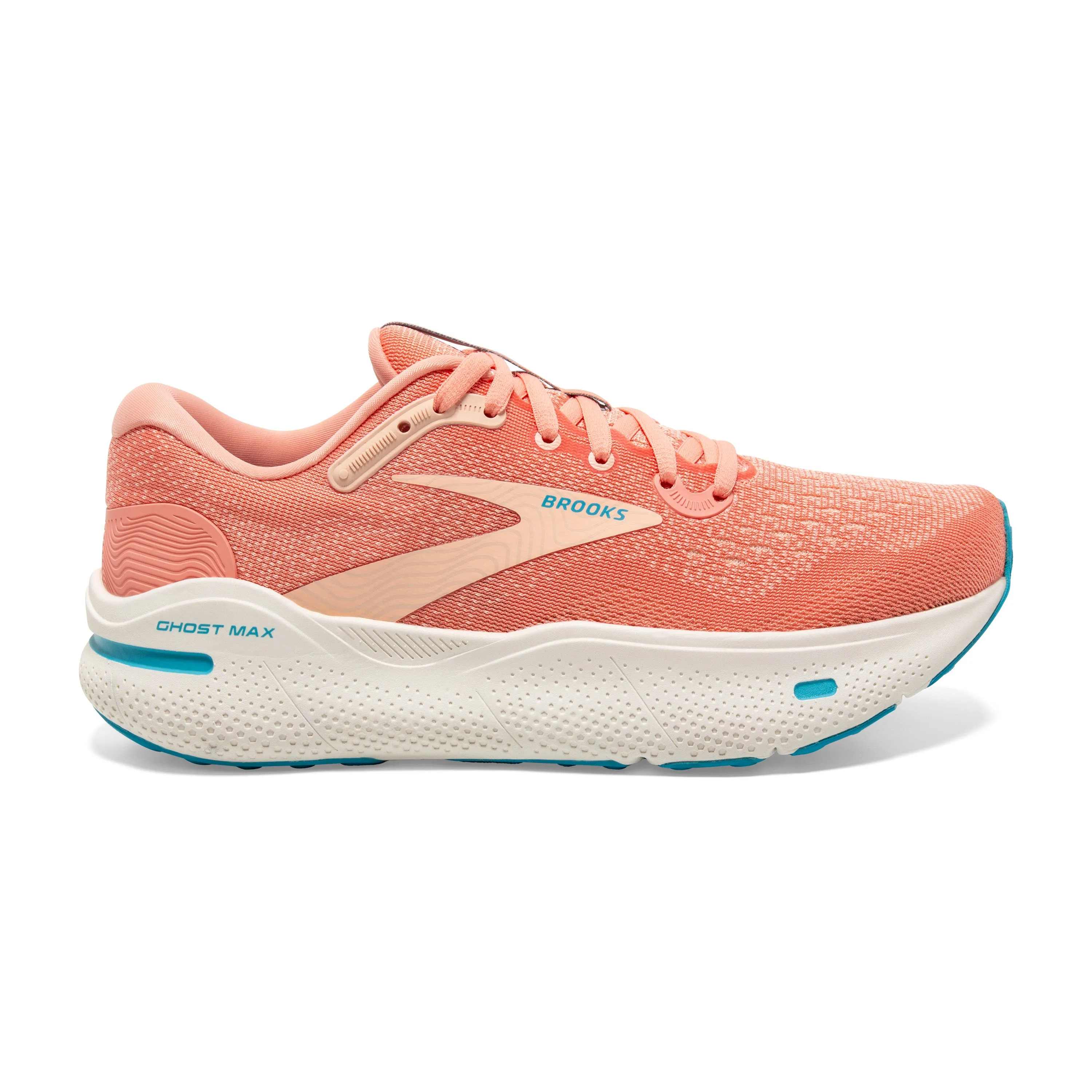 Women's Brooks Ghost Max Color: Papaya/Apricot/Blue